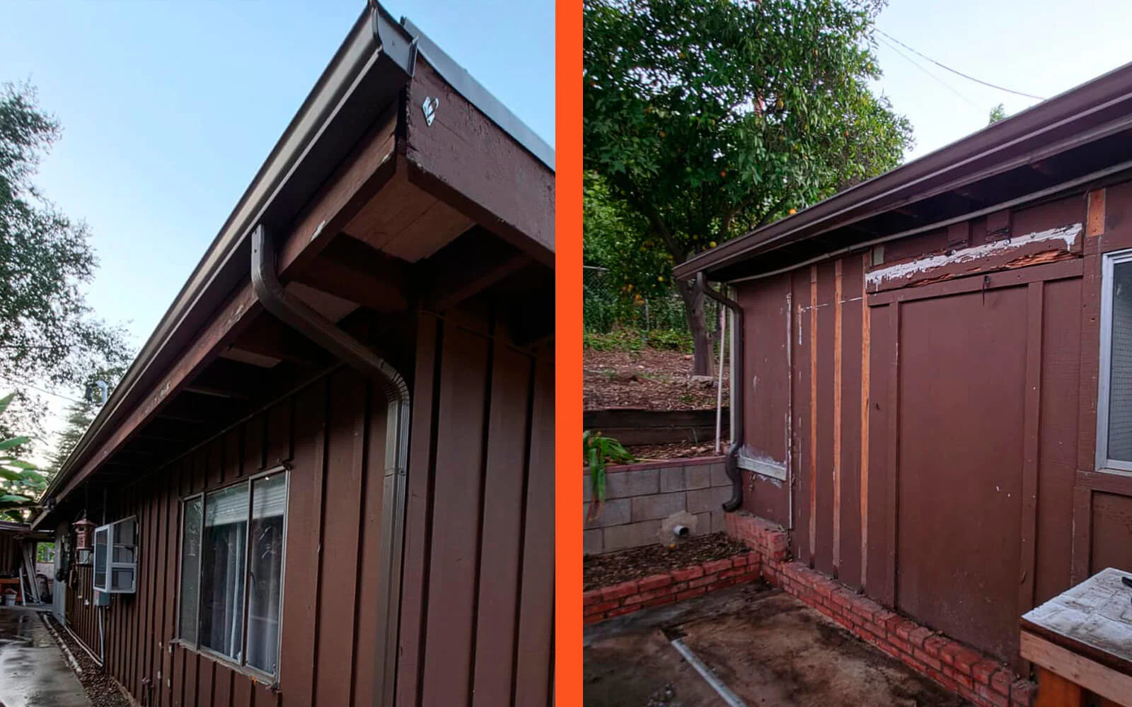 Project K-style Gutters and downspouts Rustic Brown